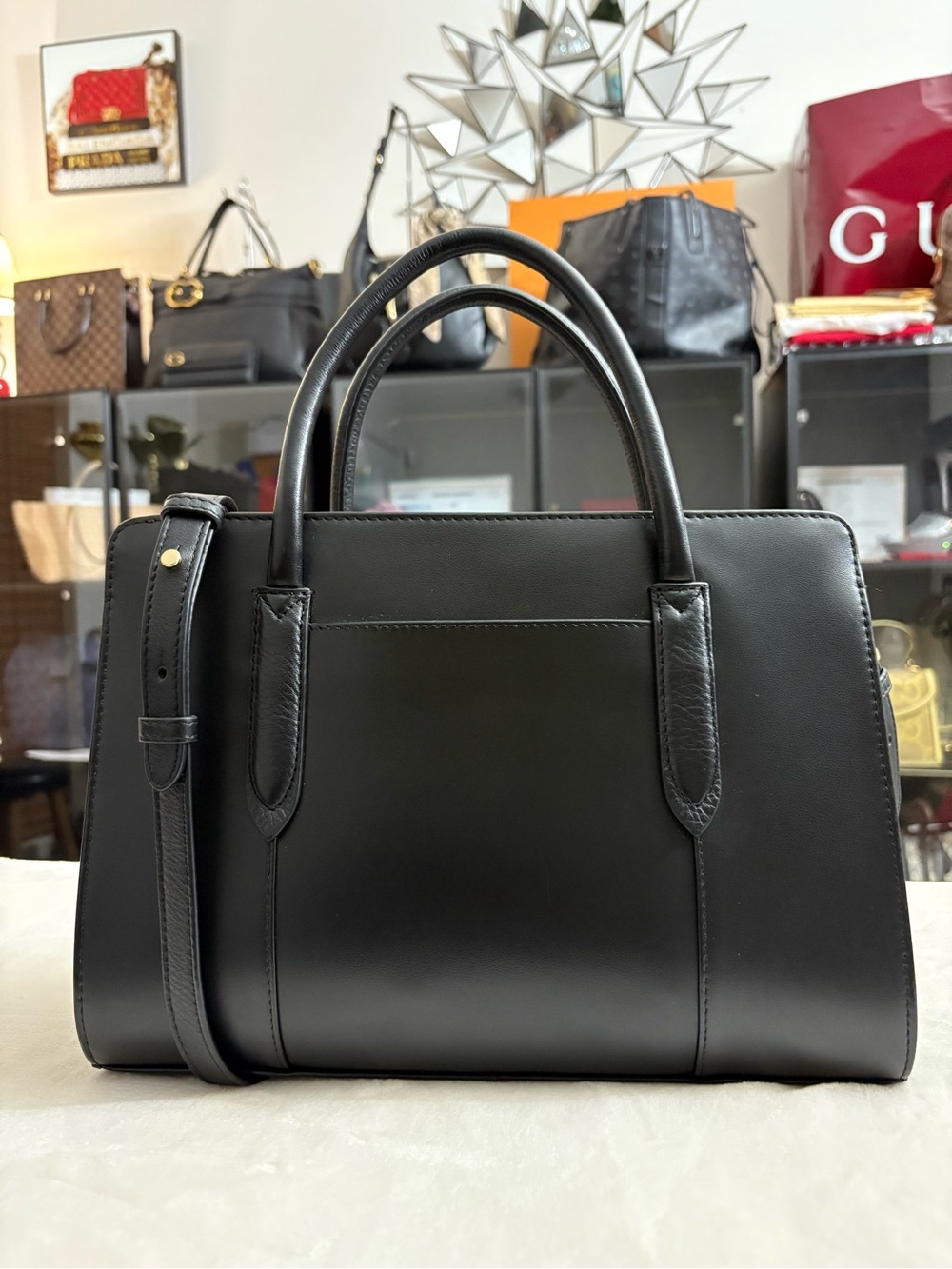 RADLEY LONDON Black Leather Structured Top-Handle Satchel - Picture 5 of 16